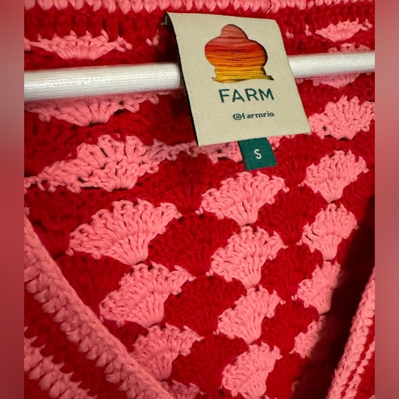 FARM RIO stitch, belted crochet sweater cardigan- size small - Picture 12 of 15